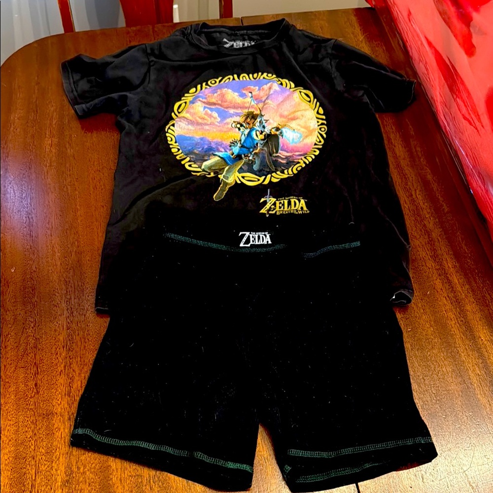 Black Zelda Graphic T-Shirt and Shorts Set